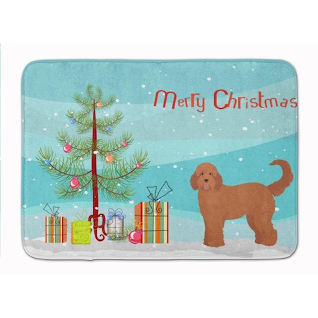 Carolines Treasures Tan Goldendoodle Christmas Tree Machine Washable Memory Foam Mat CK3839RUG